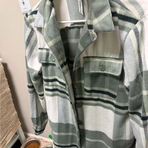 Collection B Green and Cream Plaid Shirt